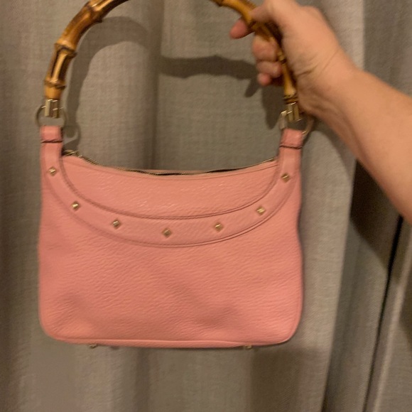 Authentic Pink Leather Gucci Handbag with Bamboo handle and zipper tassel - Picture 7 of 9